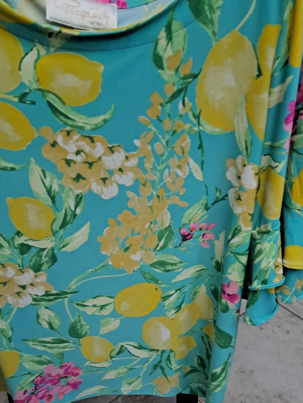 Aqua Lemon-Print Blouse